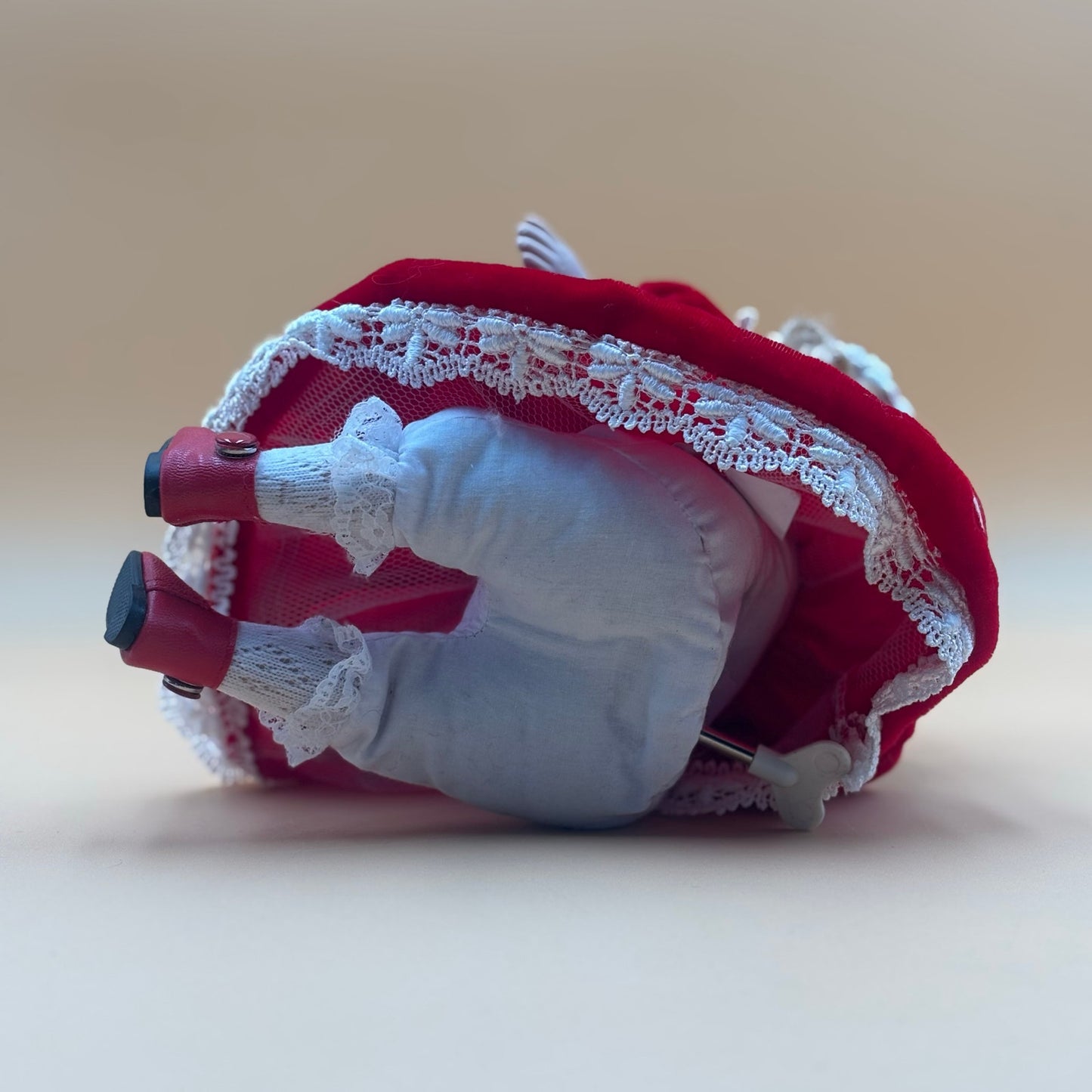 Collector’s Choice Musical Porcelain Doll in Red Velvet Dress with Bonnet