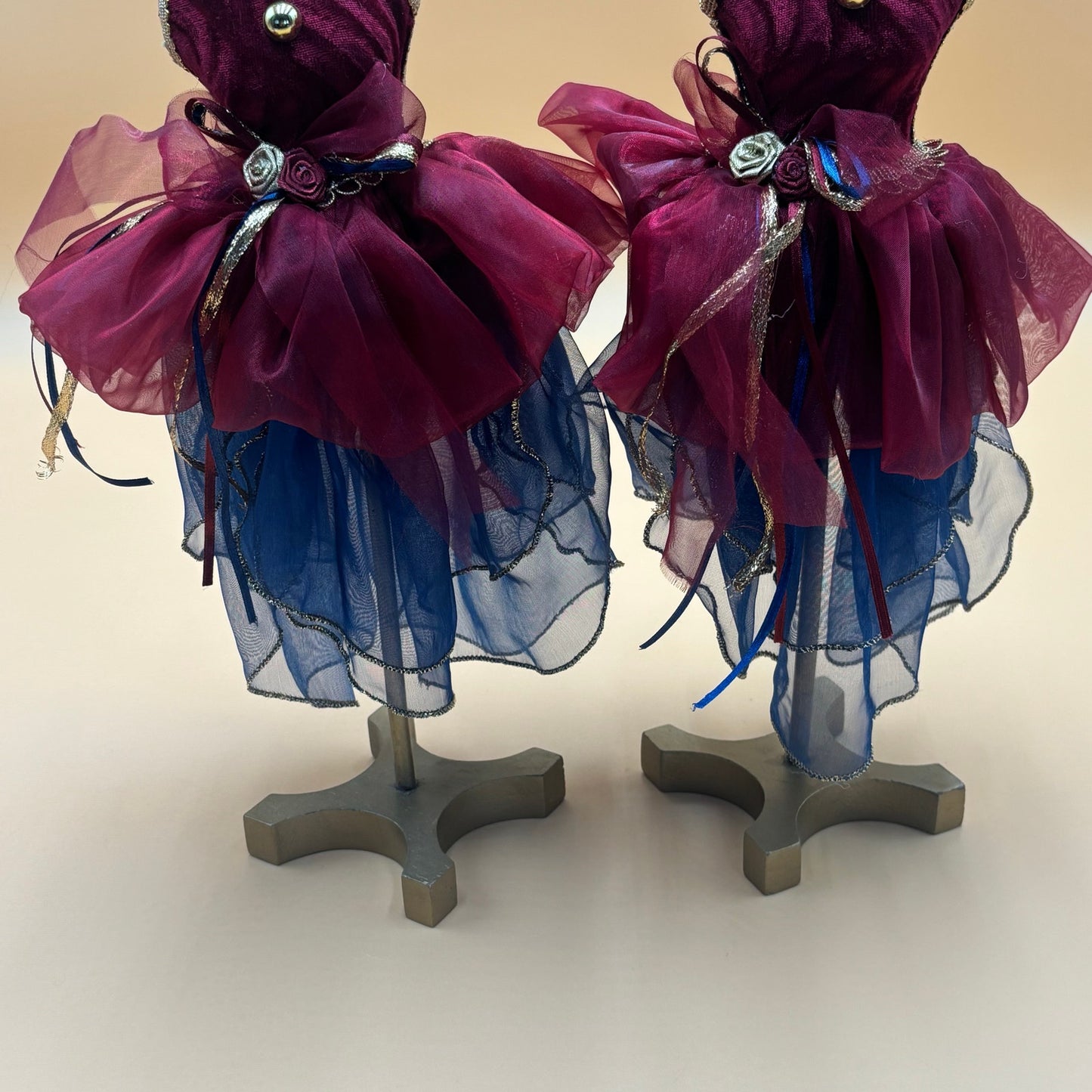 Decorative Miniature Dress Form Set - Burgundy, Gold & Royal Blue