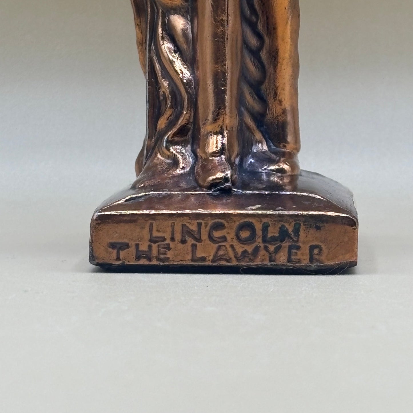 1940s L.A. Fleck "Lincoln the Lawyer" Copper Color Sculpture