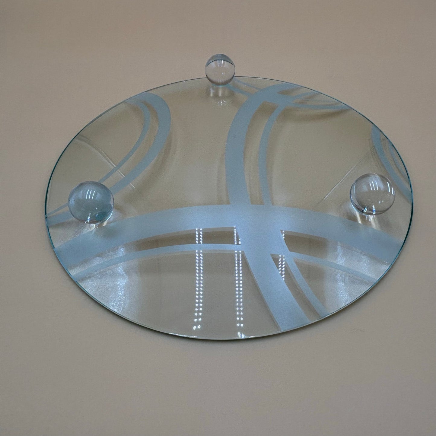 Retro Clear Glass Serving Platter with Modern Abstract Design and Ball Feet