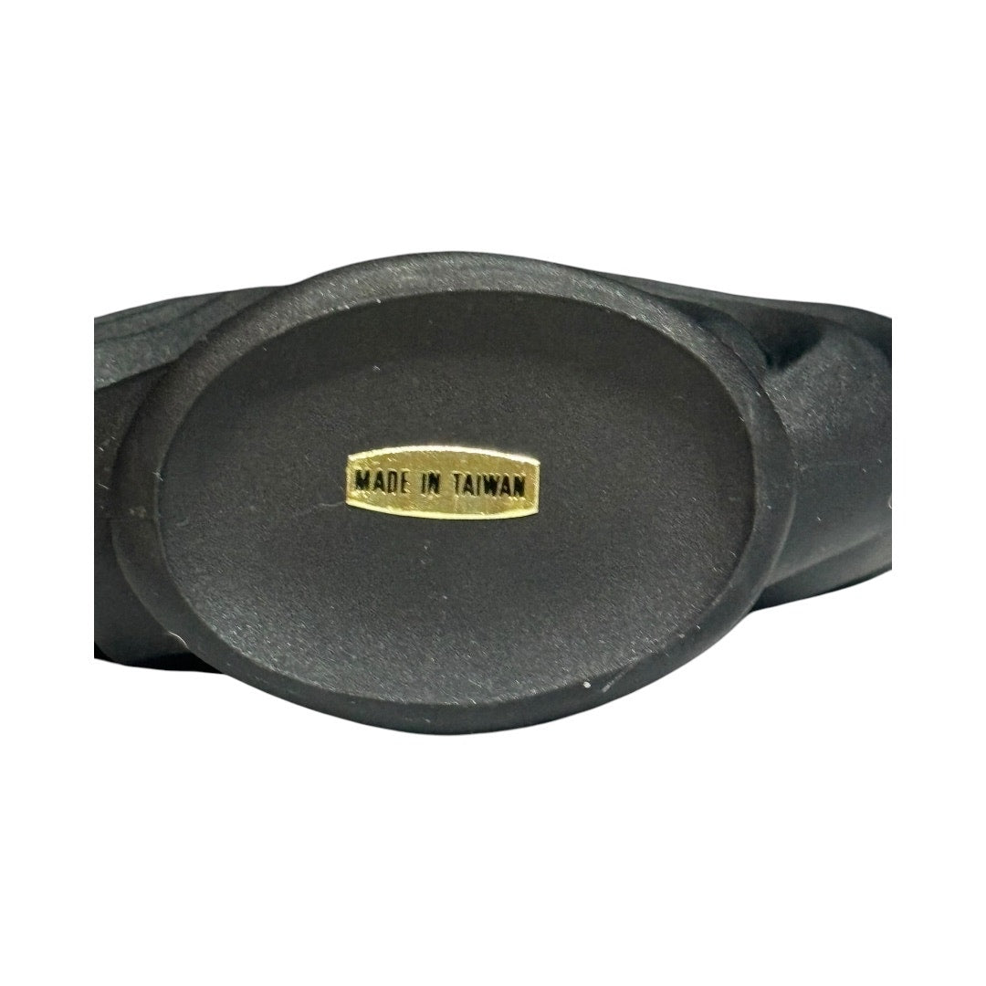 VTG Retro 80s Art Deco Black Satin Glass Perfume Atomizer