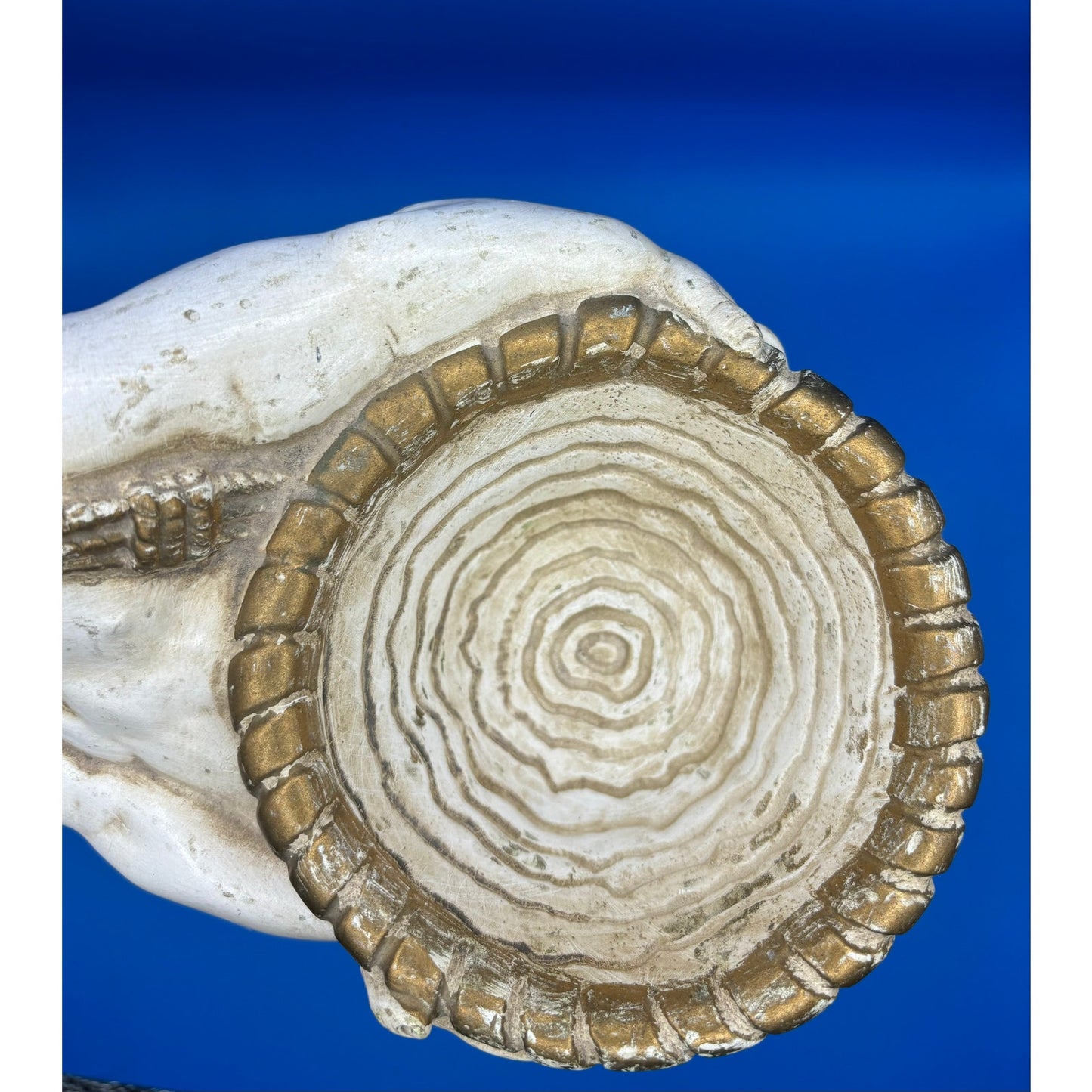 VTG Chalkware Angel Cherub with Cornucopia Garden Statue - Ivory & Gold Accent