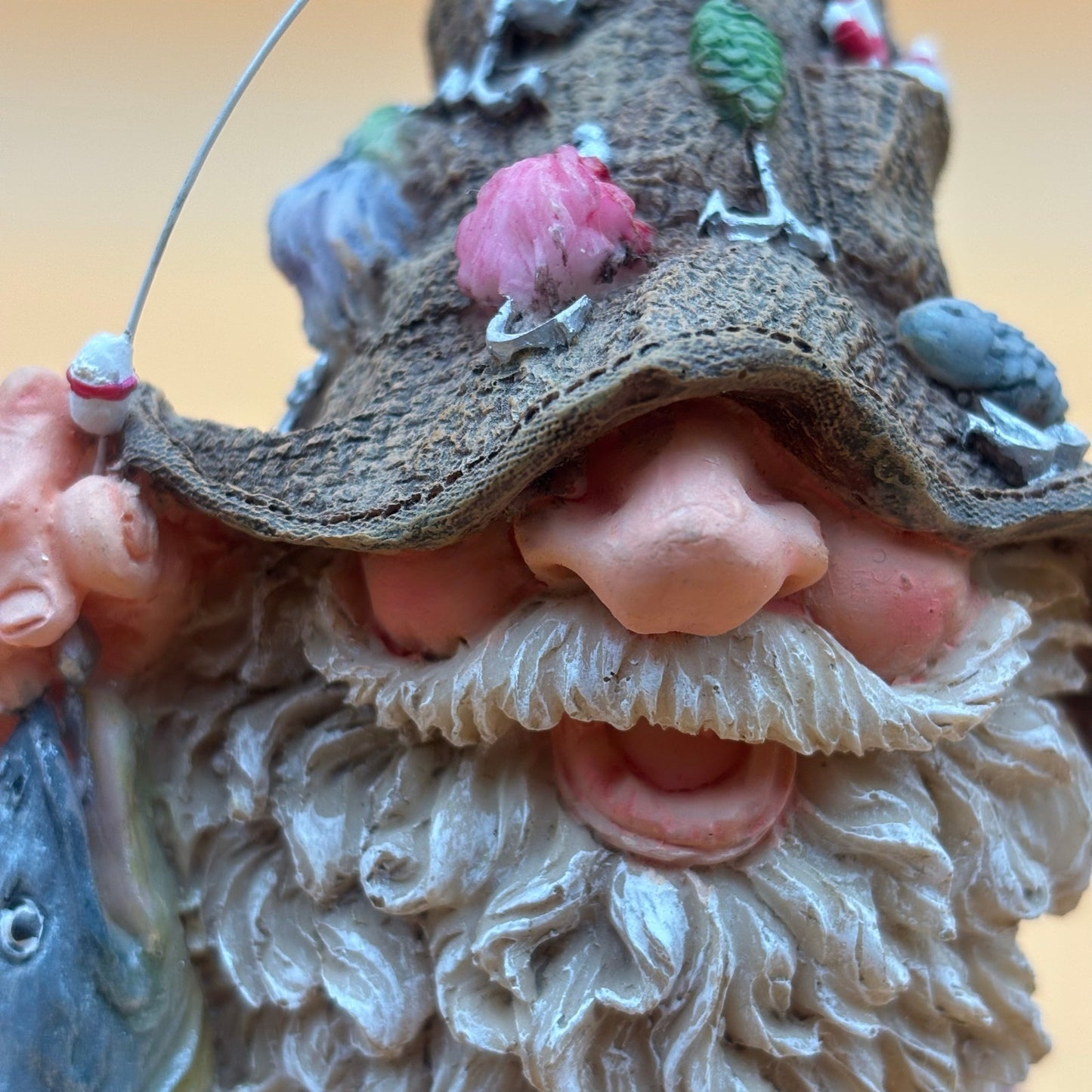 Funny Vintage Hillbilly Fisherman Figurine with Fish Catch