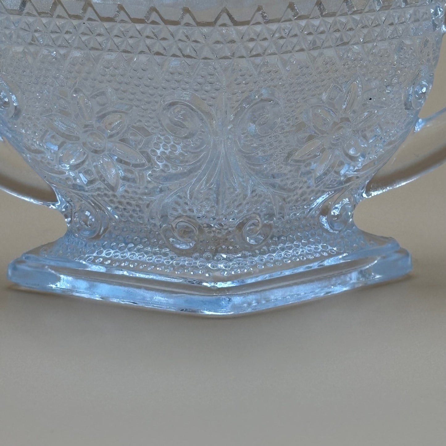 Vintage Indiana Glass Diamond Pattern Sugar and Creamer Set