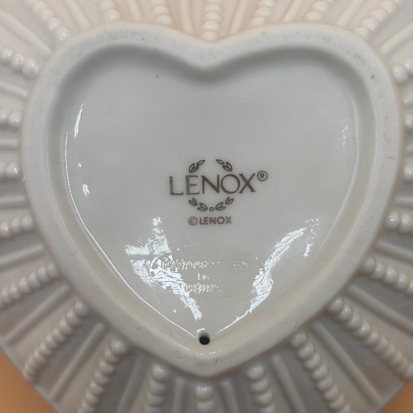 1980s Lenox Porcelain Ivory Heart Votive Candle Holder