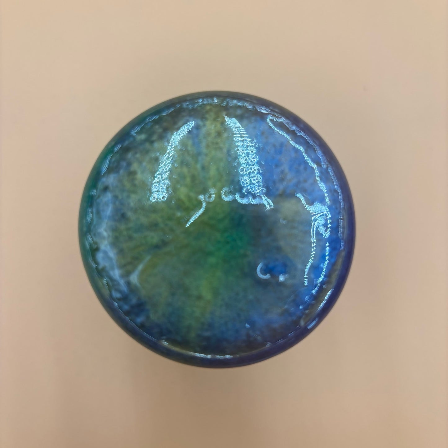 Vintage Ribbed Studio Pottery Bud Vase - Blue & Green Drip Glaze