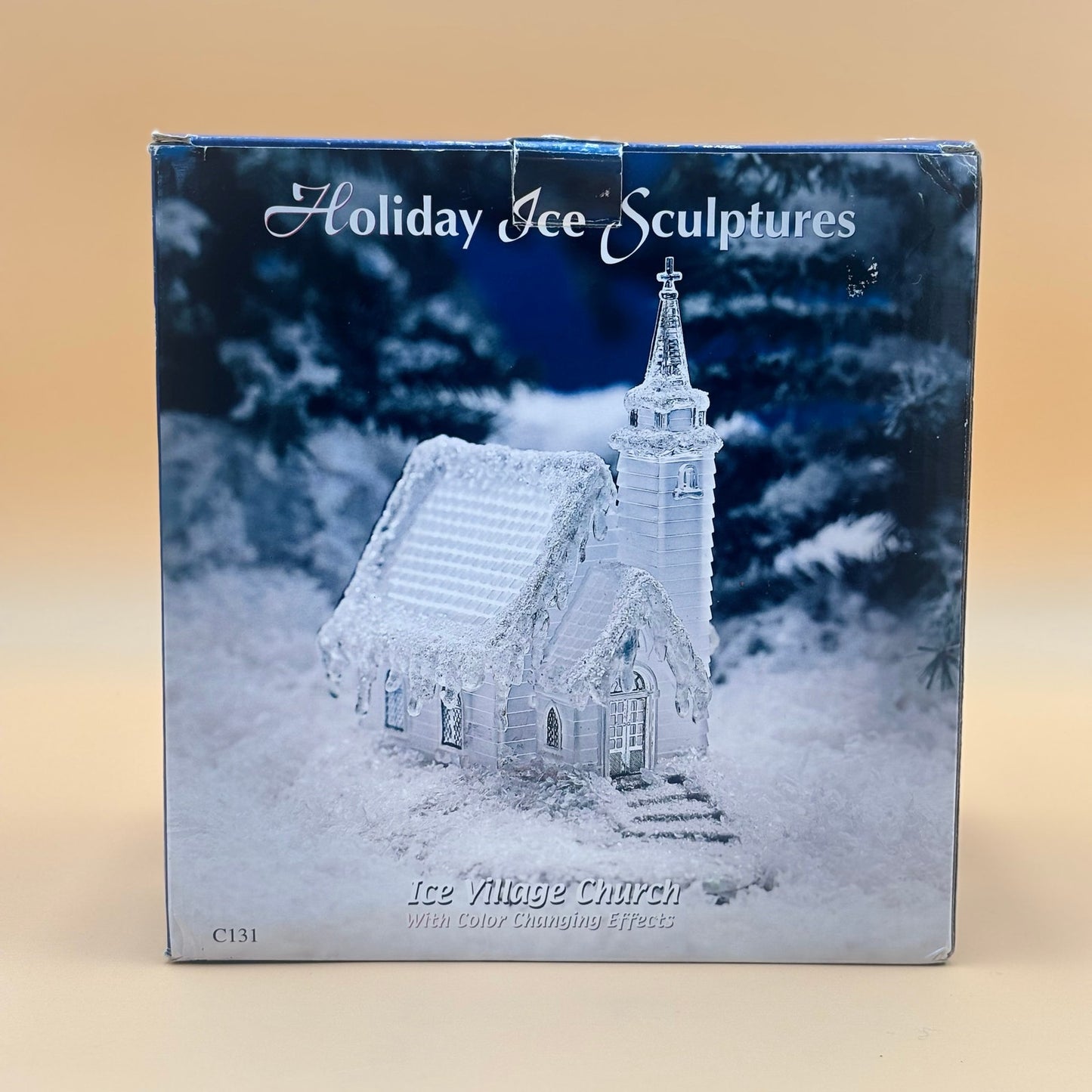 Holiday Ice Sculptures Ice Village Church – Color Changing Light-Up Christmas Décor