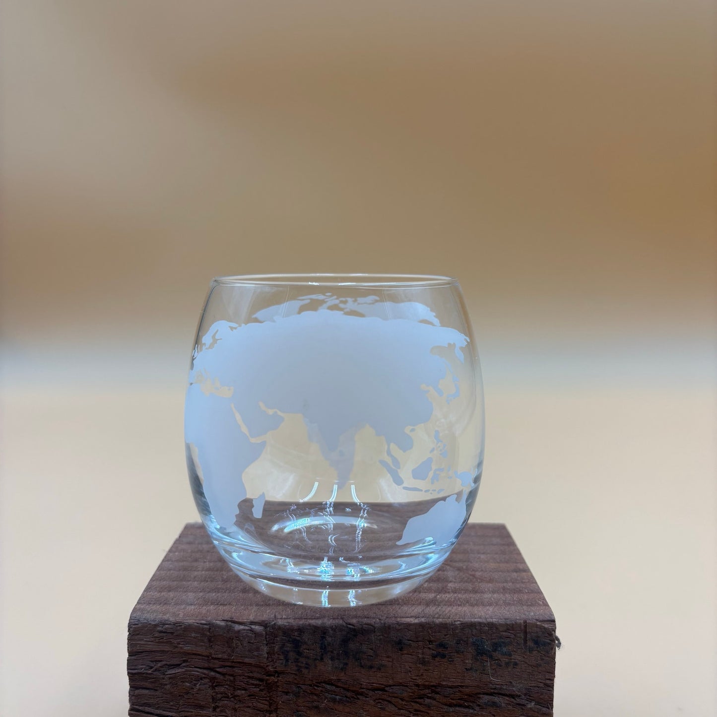 Pair of Unique Etched Globe Glasses β Frosted World Map Design