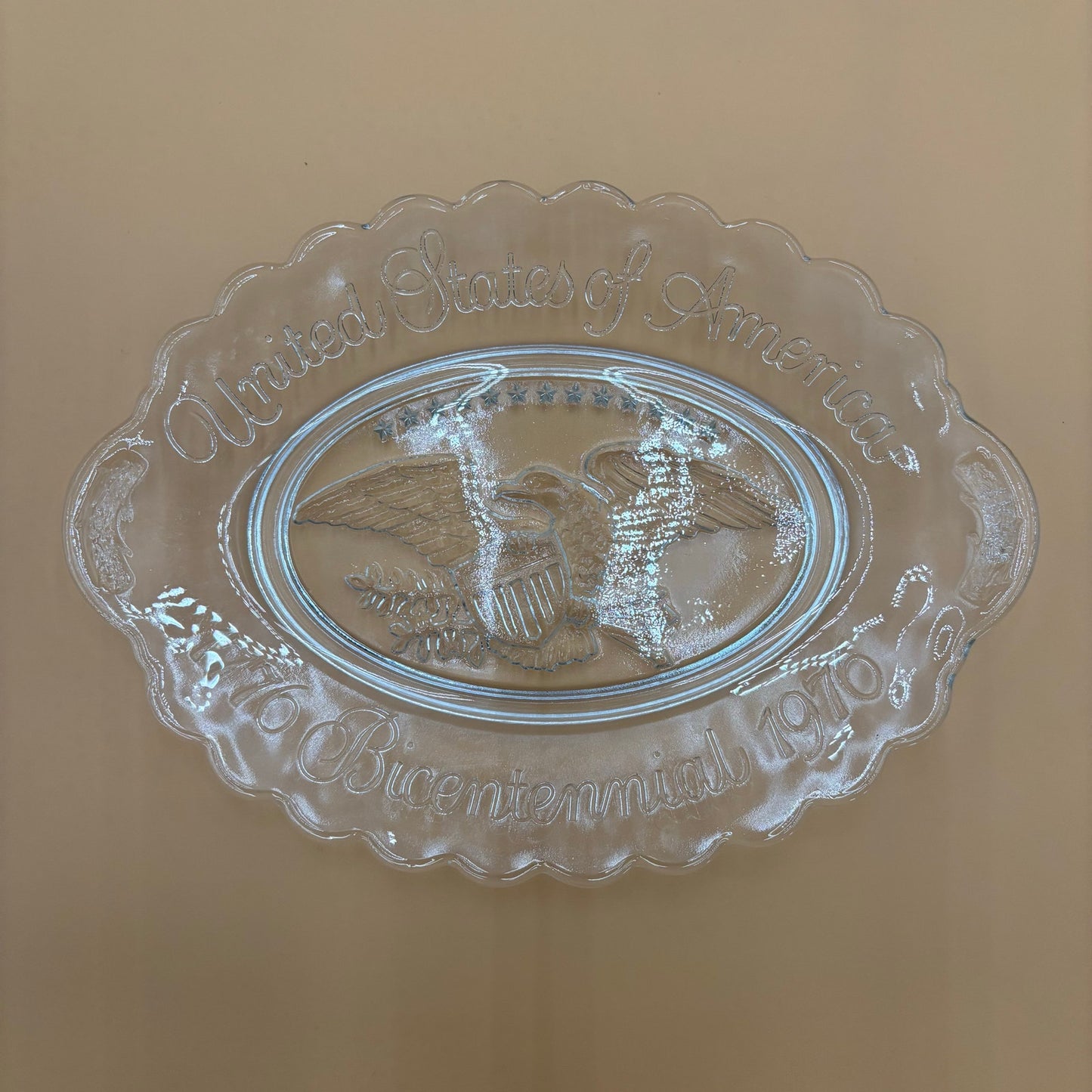1976 Bicentennial Clear Glass Eagle Plate - United States of America