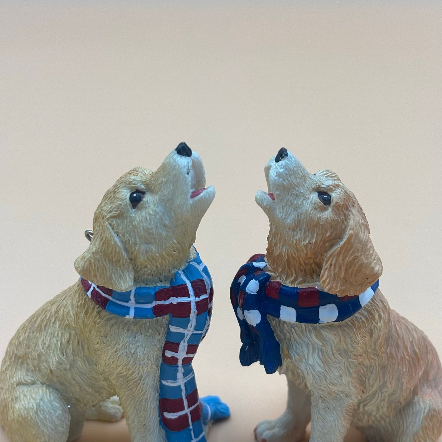 Pair of Golden Retriever Dog Ornaments with Scarves