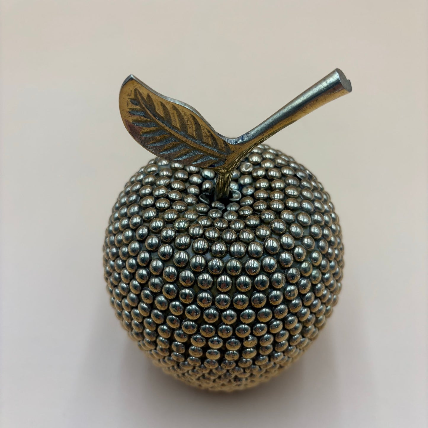 Vintage Brass Studded Apple Sculpture