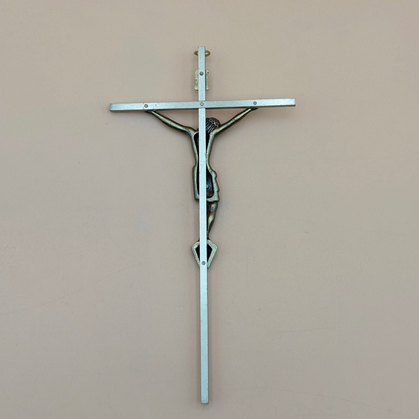 Vintage Italian Etched Gold-Tone INRI Crucifix Wall Cross