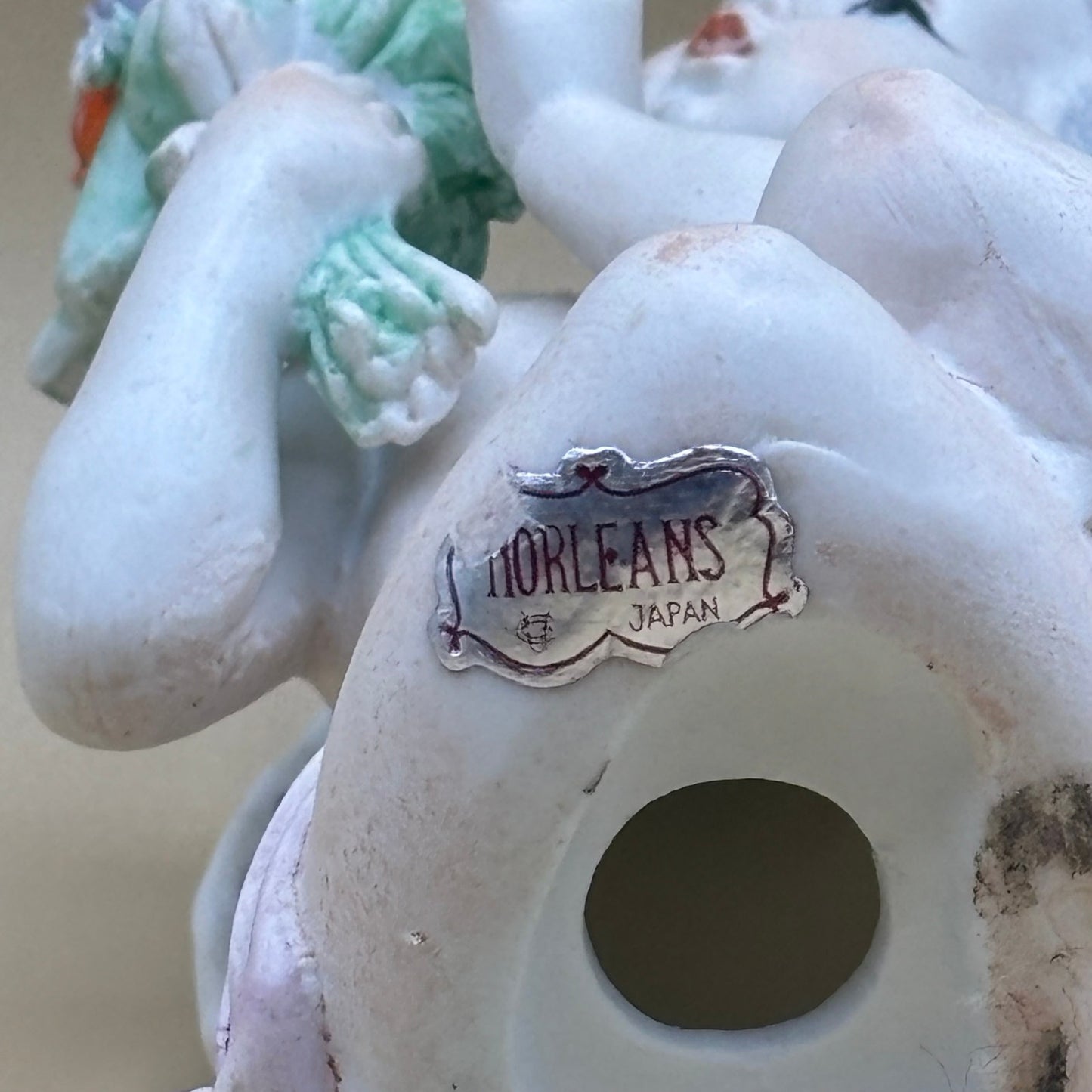 VTG Norleans Japan Cherub with Flowers - Porcelain Angel Figure