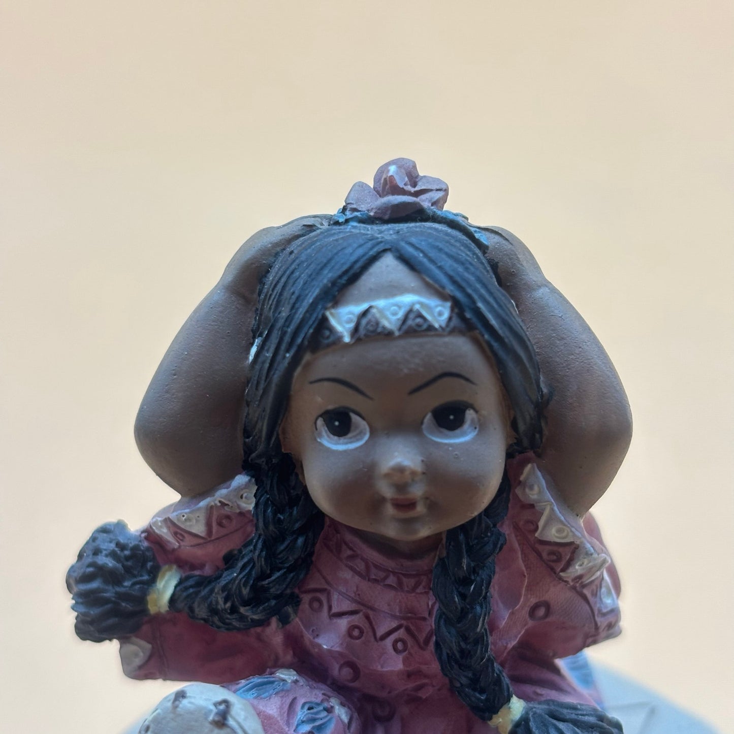 Vintage Native American Girl Figurine Trinket Box Made in Taiwan