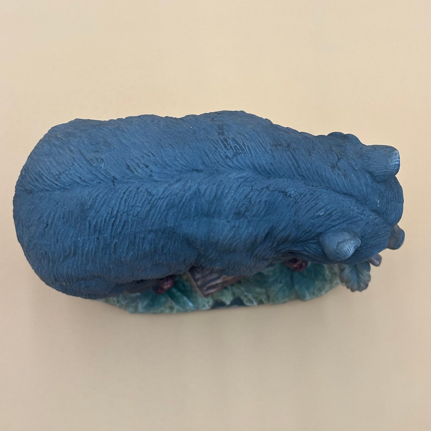 Vintage Lefton China Black Bear Figurine Branch with Berries Hand Painted