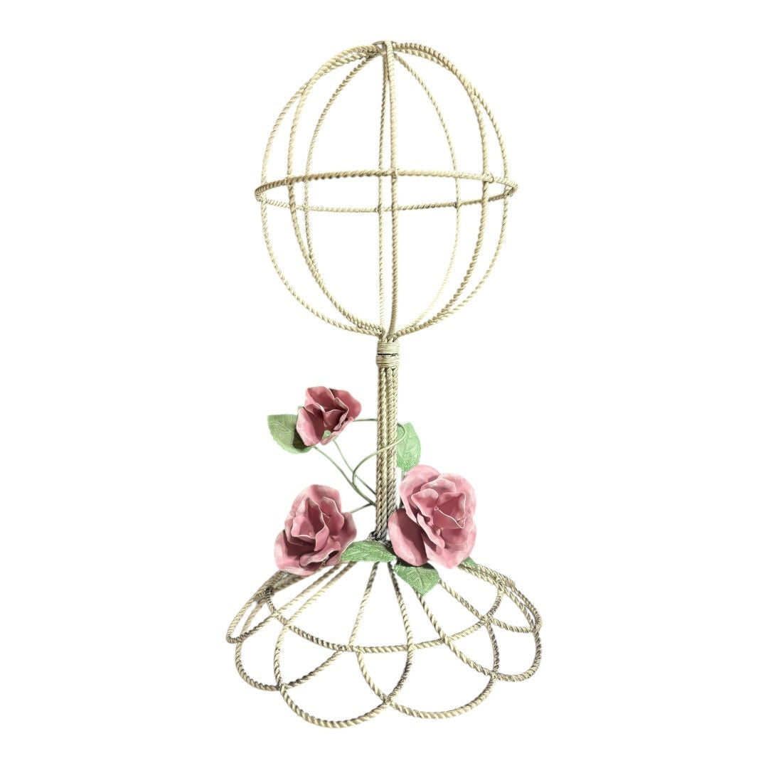 VTG Twisted Tole Victorian Hat Rack with Floral Base - 18 Inches Tall