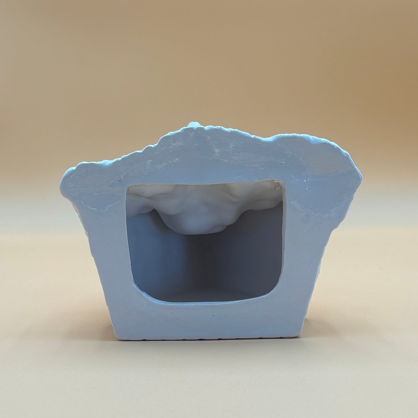 Vintage Shiny White Ceramic Nativity Scene Figurine 7"