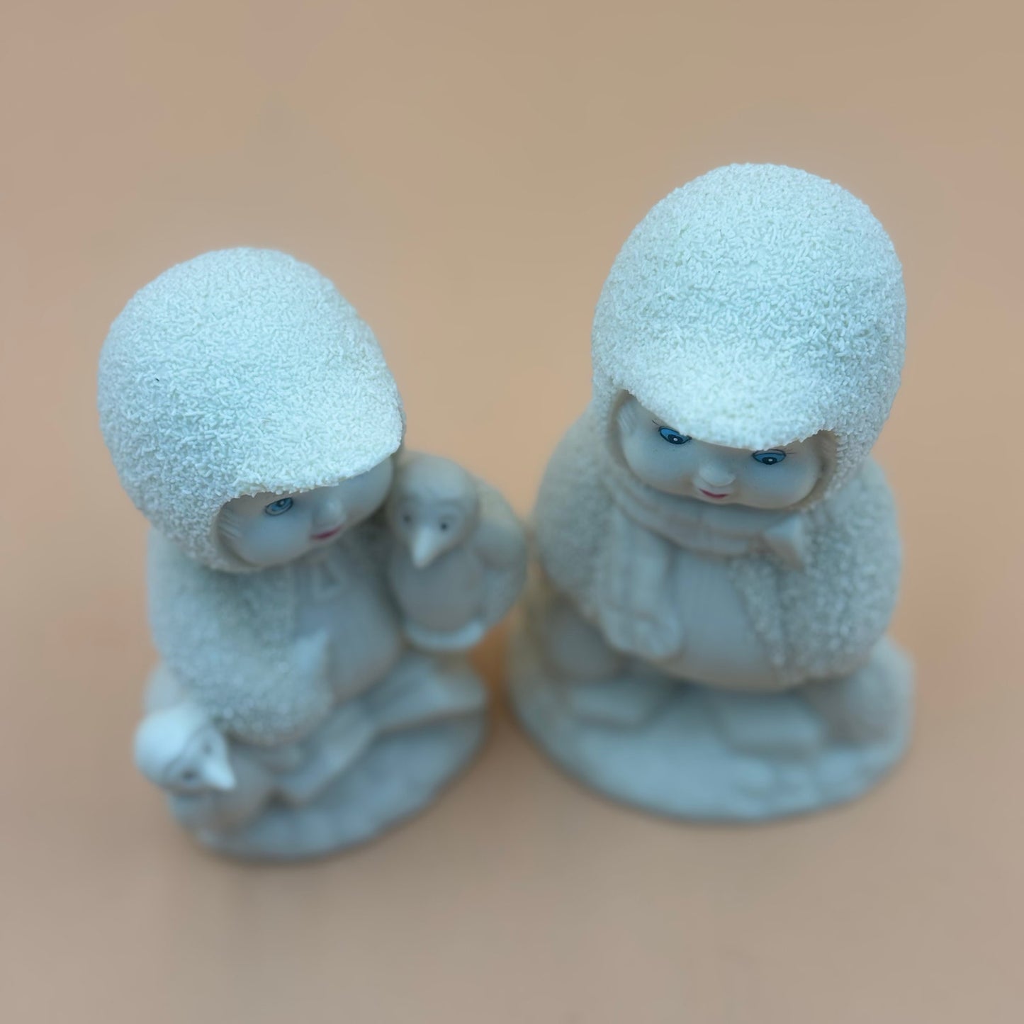 Set of Two Textured Snow Friends with Penguins β Winter Figurines
