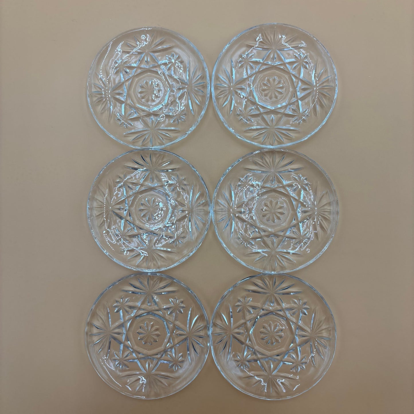 Vintage Anchor Hocking Star of David Glass Coasters - Set of 6