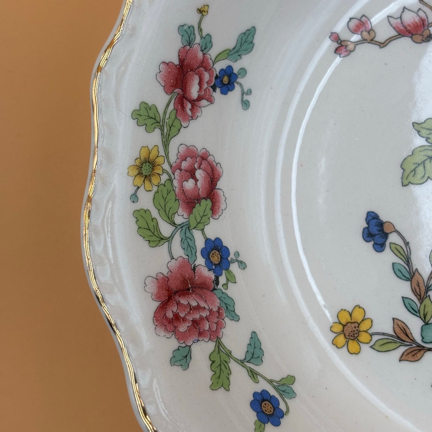Steubenville Indian Vintage Tree Bowl — Floral with Gold Trim