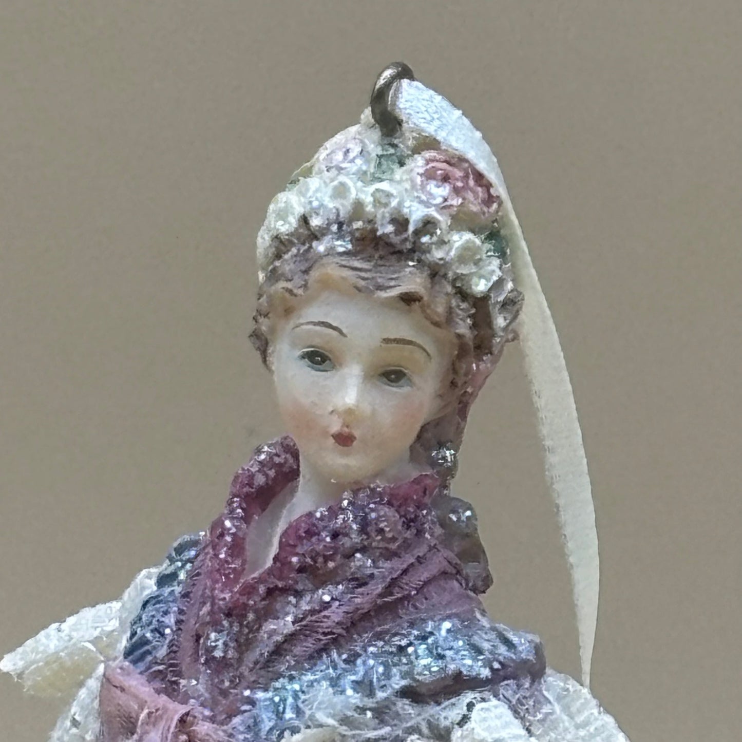 Vintage Beautiful Victorian Lady 5" Ornament - Handcrafted China Figurine