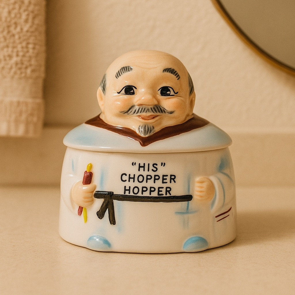 Vintage “His” Chopper Hopper Ceramic Jar