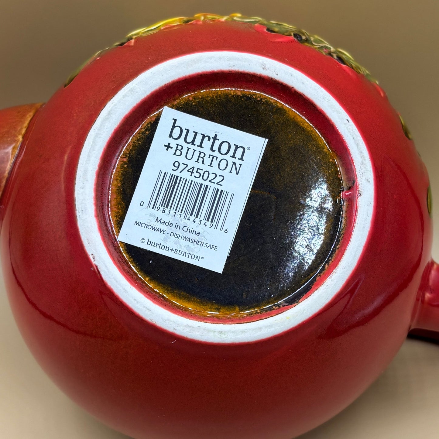 π¦ Burton+Burton Red Sunflower Ceramic Teapot Collectible Home Decor