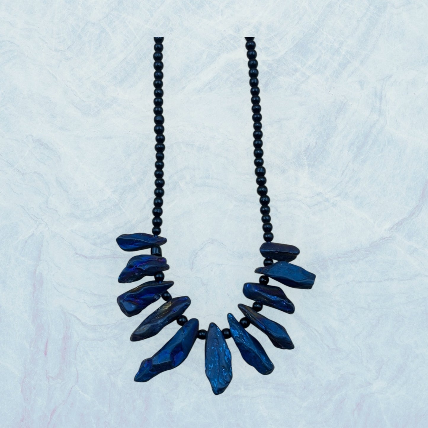 Blue Aura Quartz Crystal Necklace