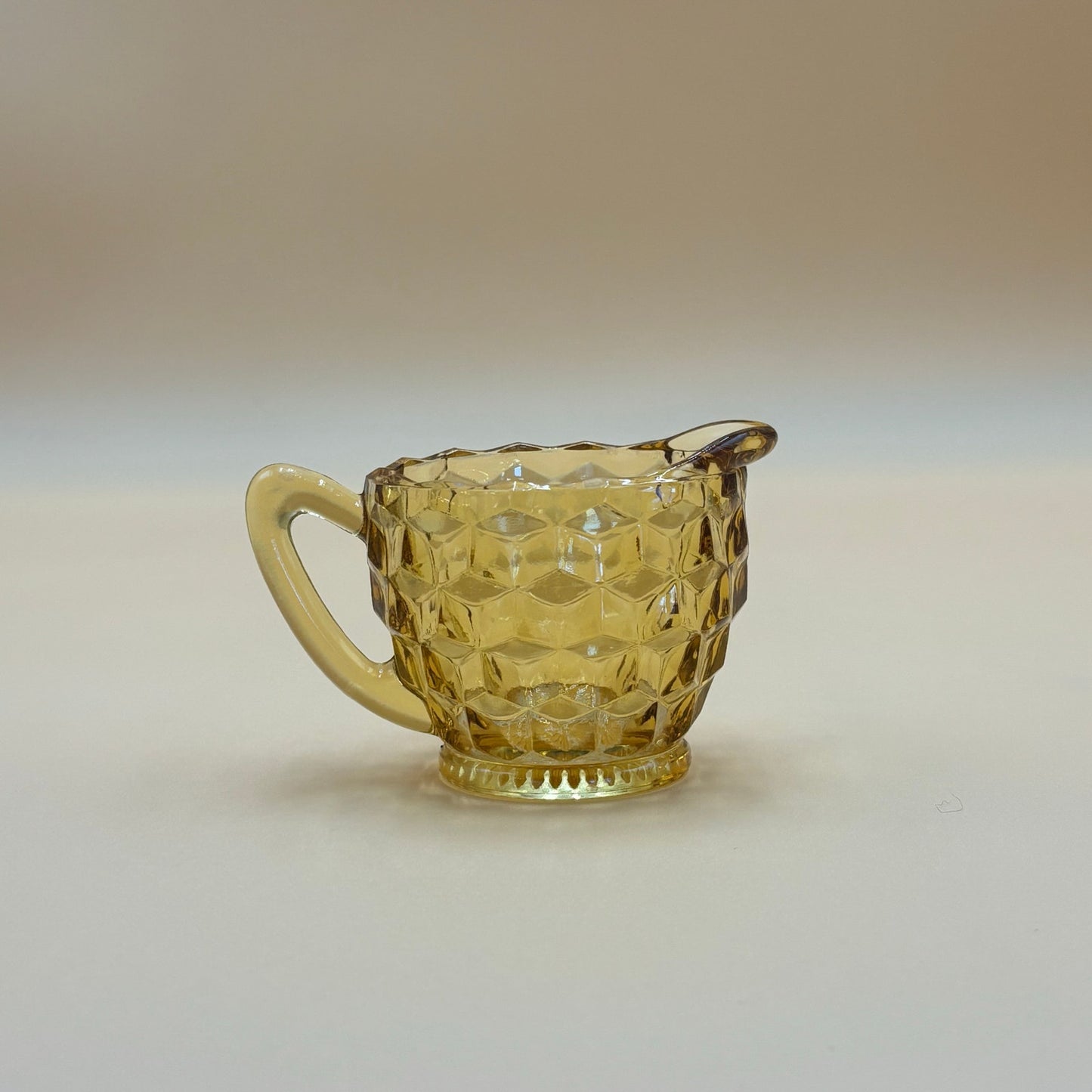 Vintage Jeannette Depression Glass Creamer - Cubist Amber Pattern
