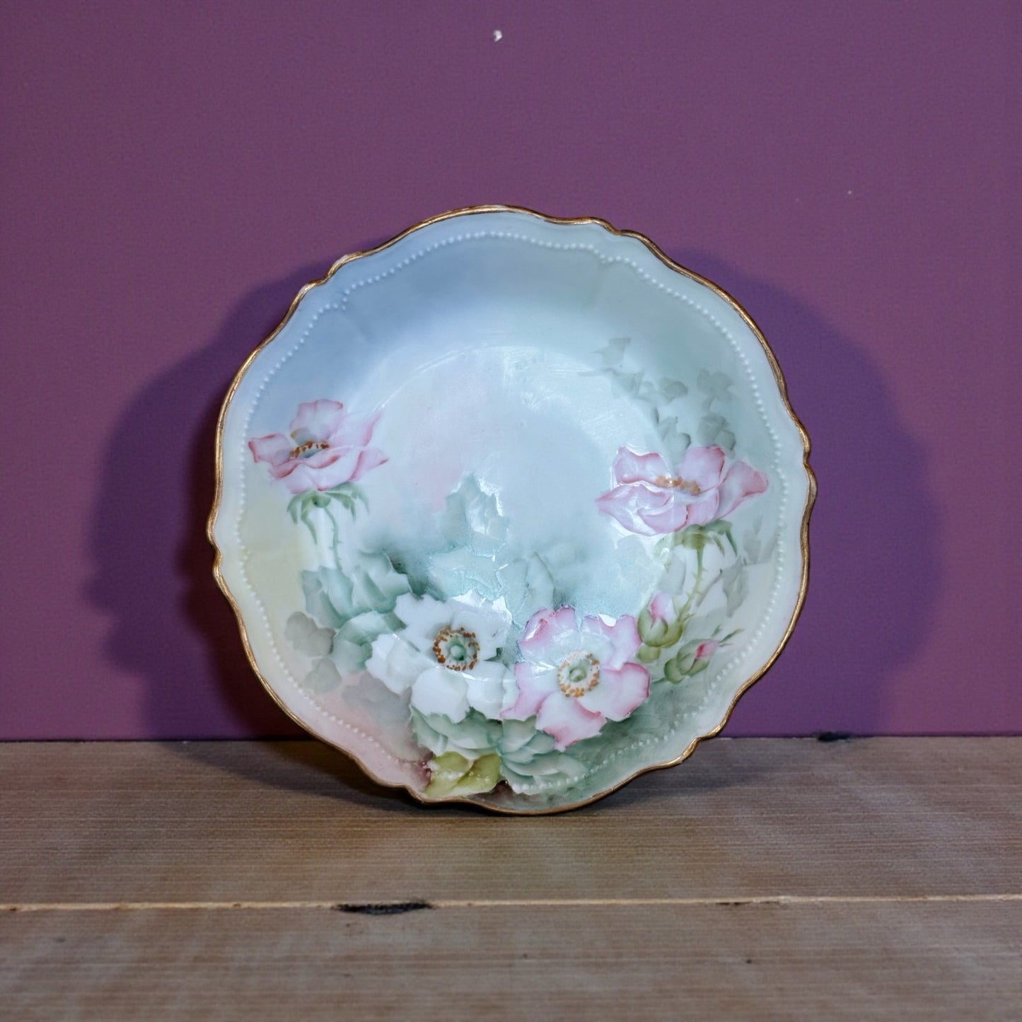 Antique 1907 O.&E.G. Royal Austria Hand-Painted Floral Plate – Signed McNeely