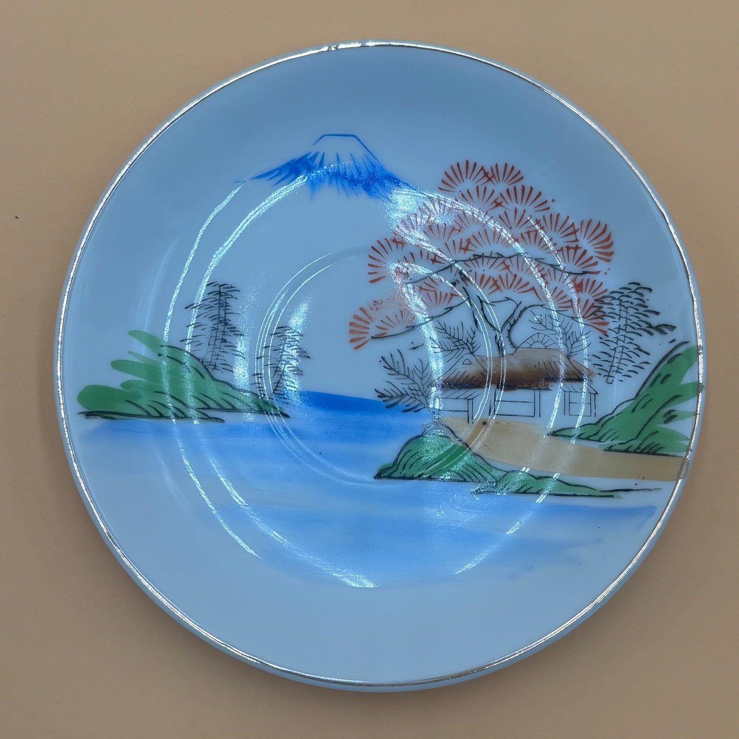 Vintage Ritz China Hand Painted Japanese Tea Set - Mt. Fuji Scene 18 Pieces