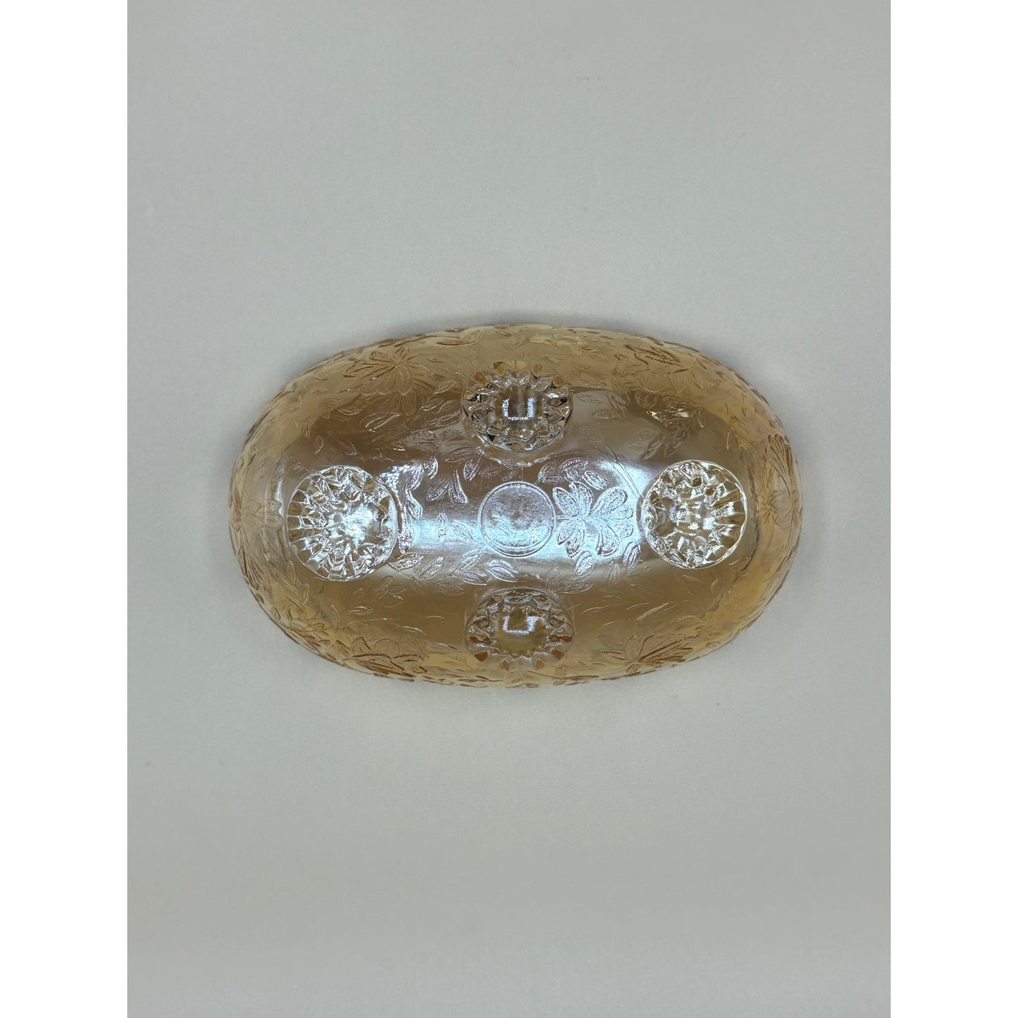 Iridescent Louisa Pattern Candy Dish - Beautiful Decorative Bowl Peach Yellow and Gold