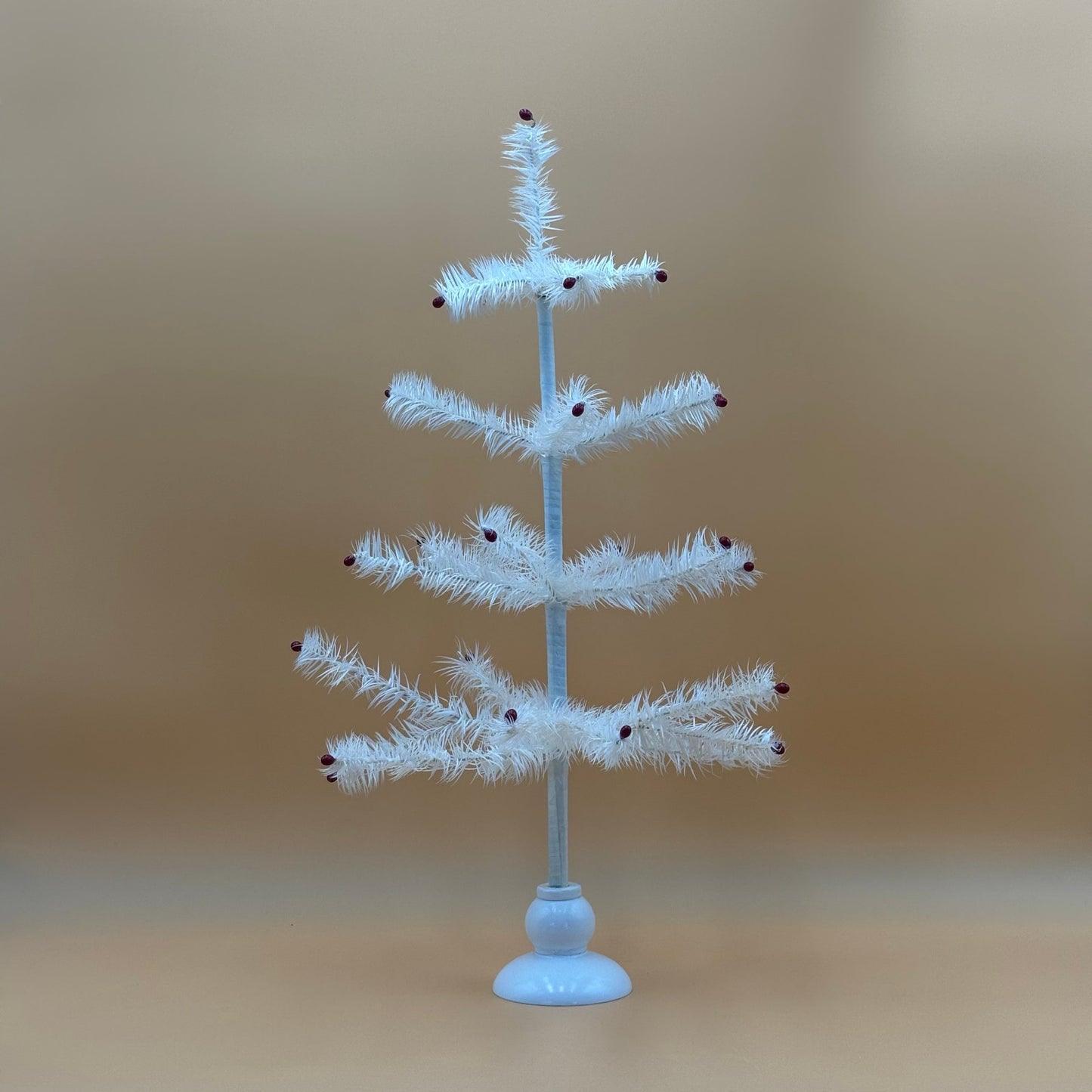 White Feather Goose Christmas Tree with Red Berries – 24” Vintage Style