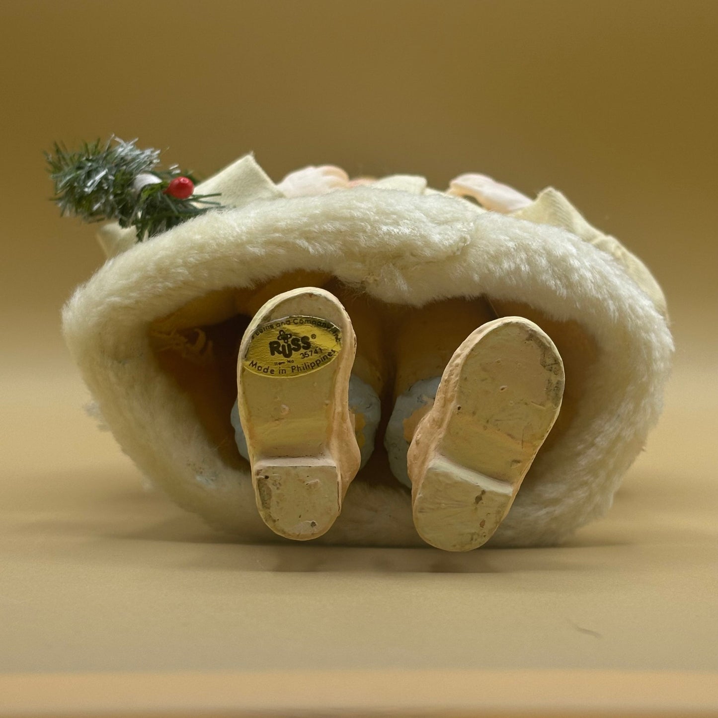 VTG RUSS Winter Doll with Christmas Wreath - Made in Philippines