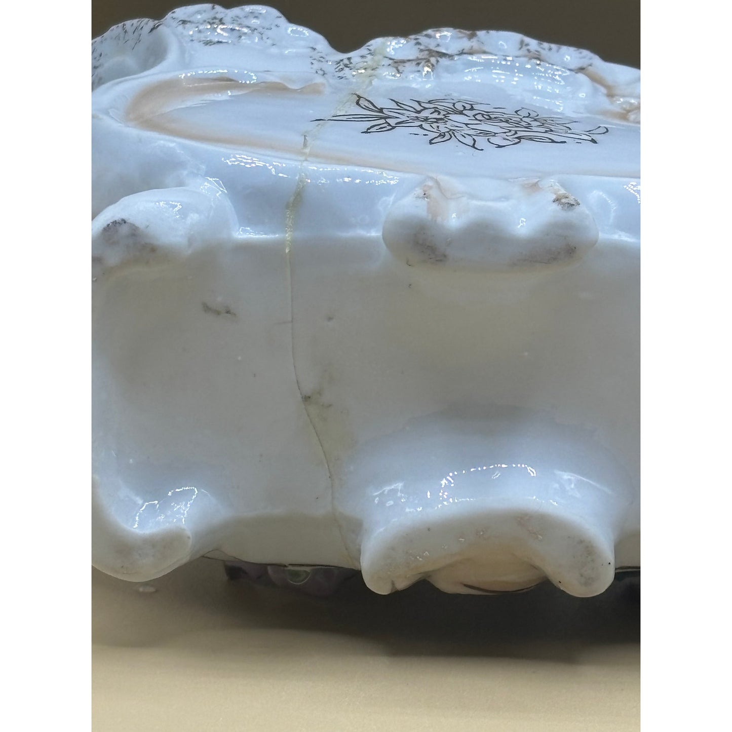 Victorian Cherub Porcelain Planter with Roses