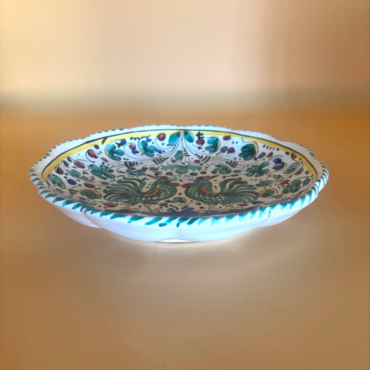 Deruta Italy Orvieto Green Rooster Wall Plate – Hand-Painted Ceramic