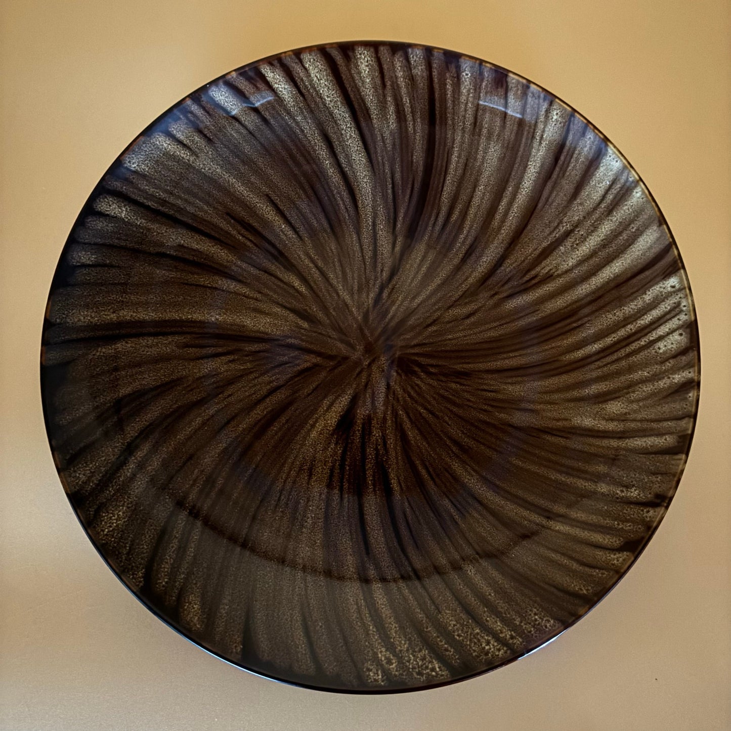 Vtg. Oneida Horizon Swirl Dinner Plate - Brown Stoneware "11.5
