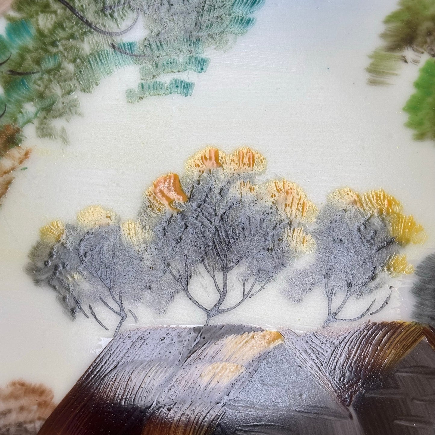 Vintage Hand-Painted Japanese Landscape Plate – Signed Hitomi  8.25 in.