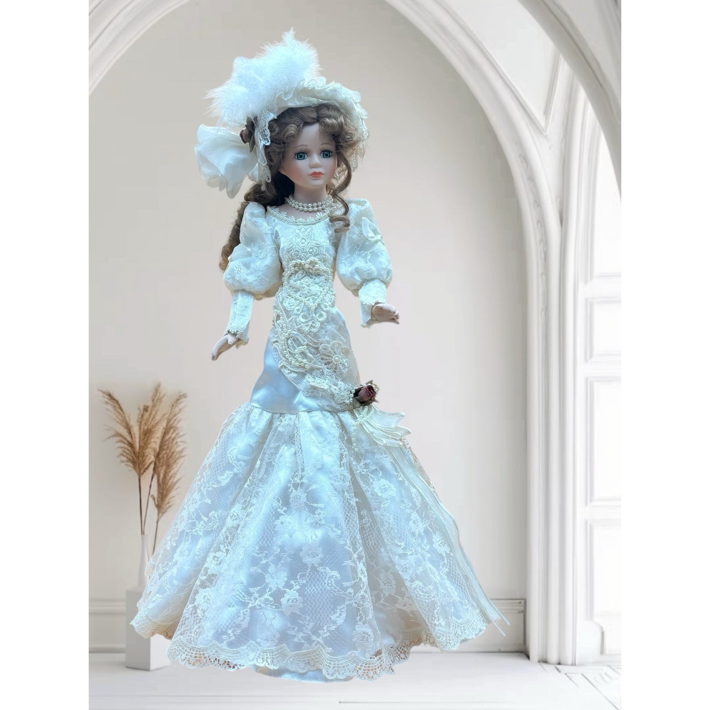 Victorian Style Porcelain Bride Doll - Numbered 1544-2024  ✏️ DETAILS: