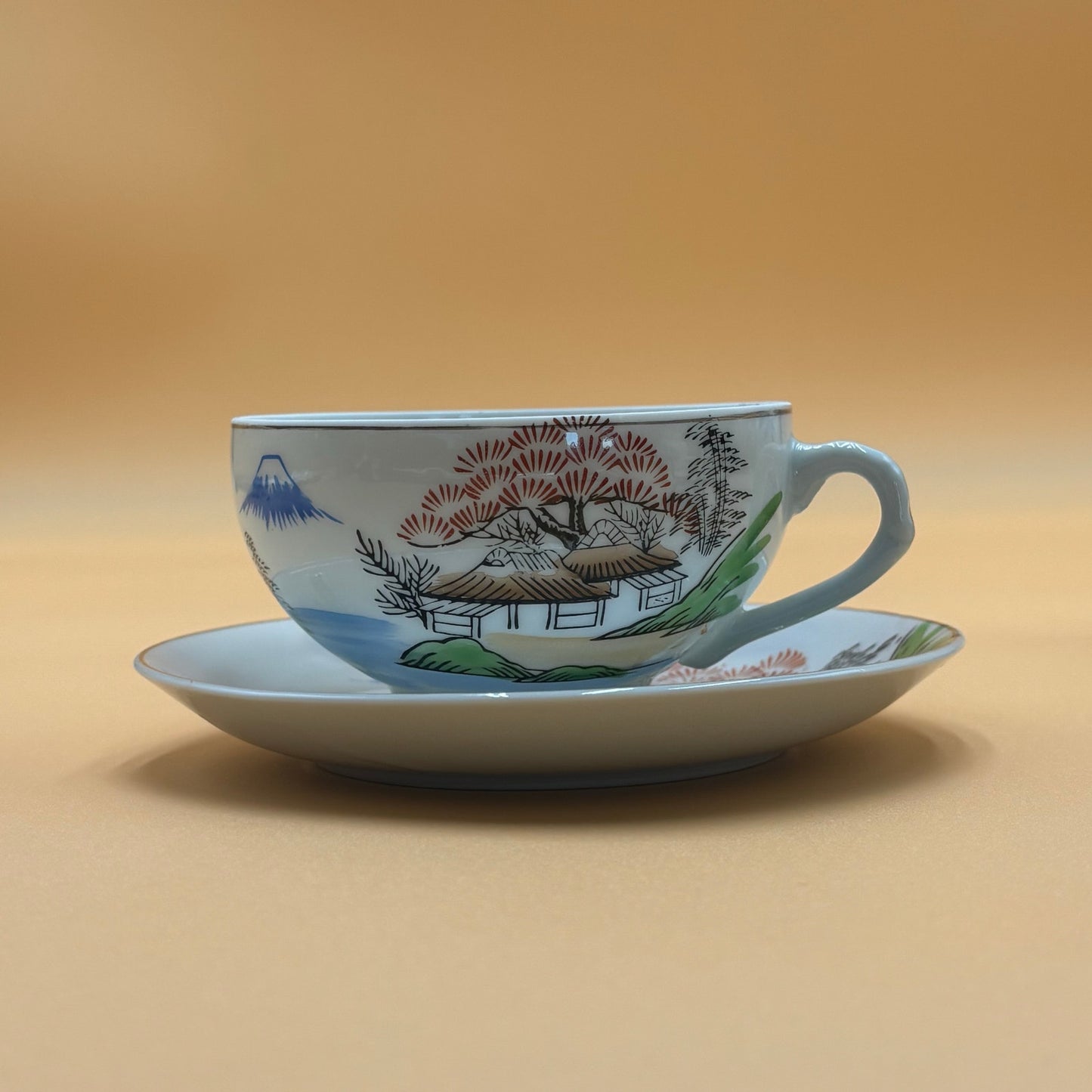 Vintage Ritz China Hand Painted Japanese Tea Set - Mt. Fuji Scene 18 Pieces