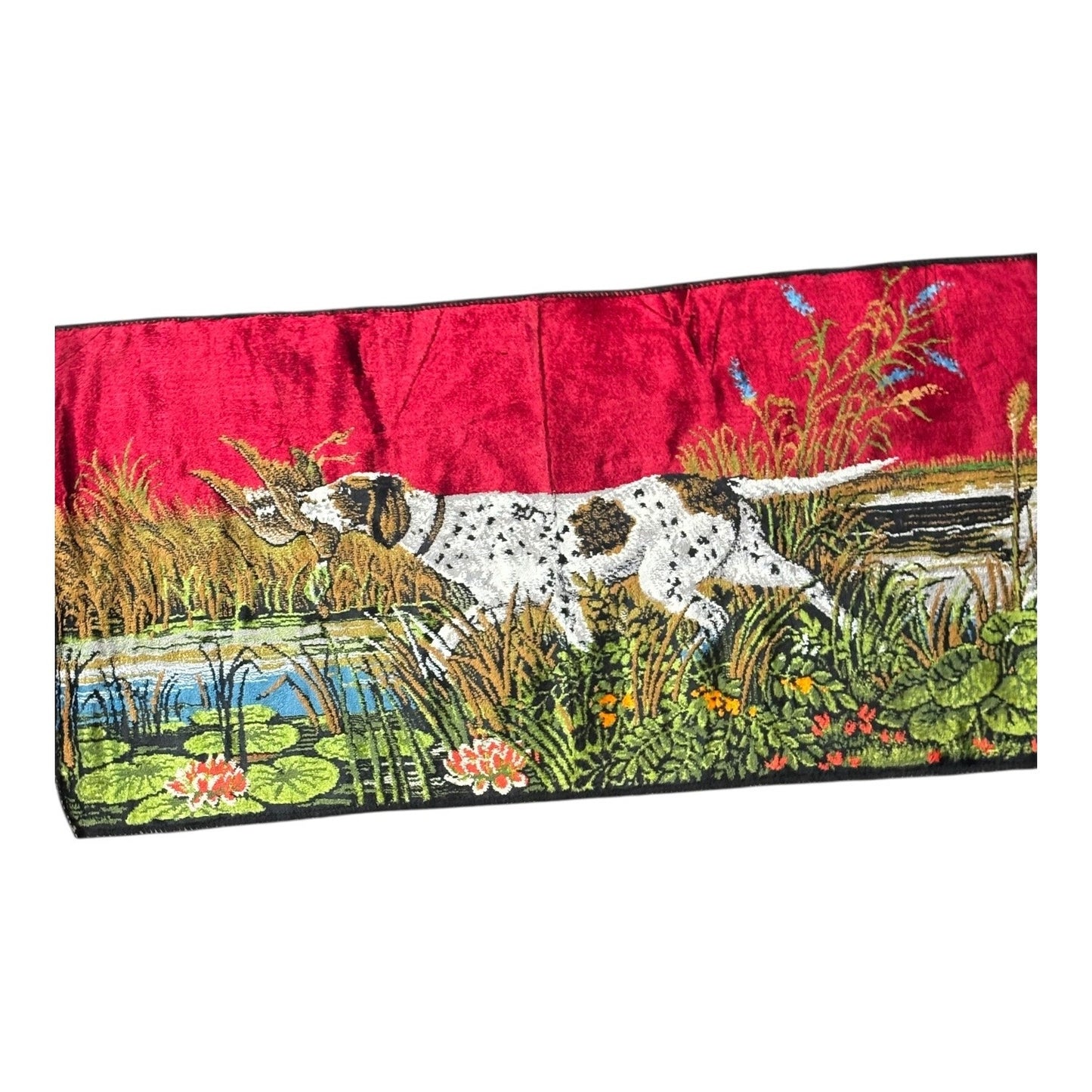 Italian Textile Wall Tapestry – Hunting Dog Scene by P & C Co., Made in Italy