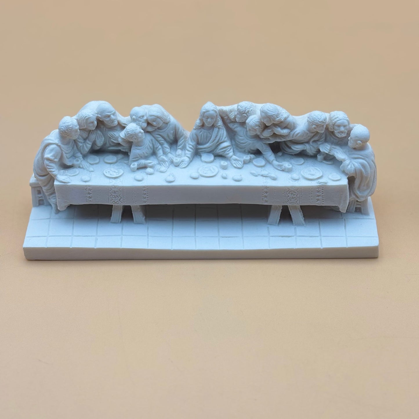 White Last Supper Sculpture Inspired by Leonardo da Vinci