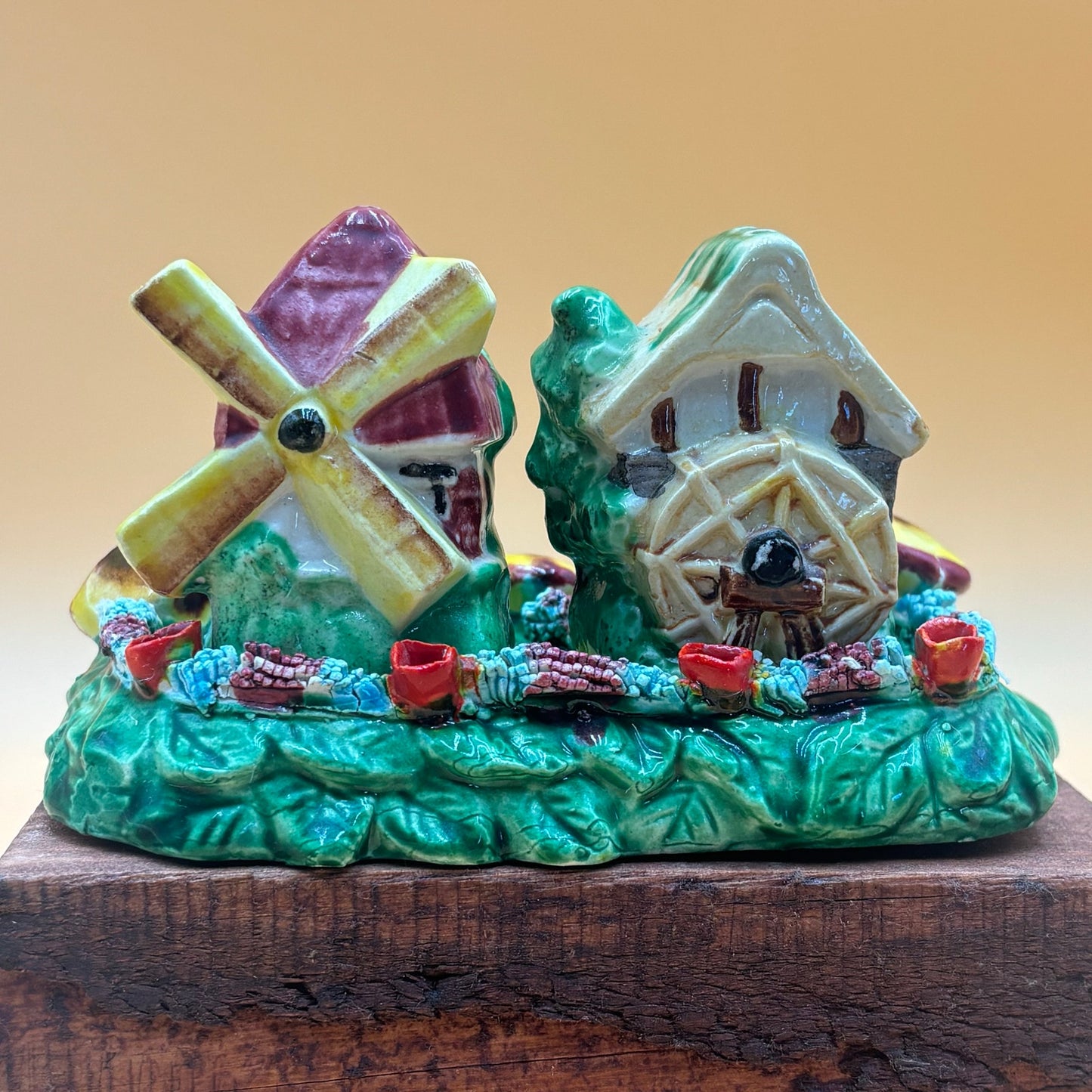 Vintage Hand Painted Royal Japan Miniature Windmill Salt & Pepper Set