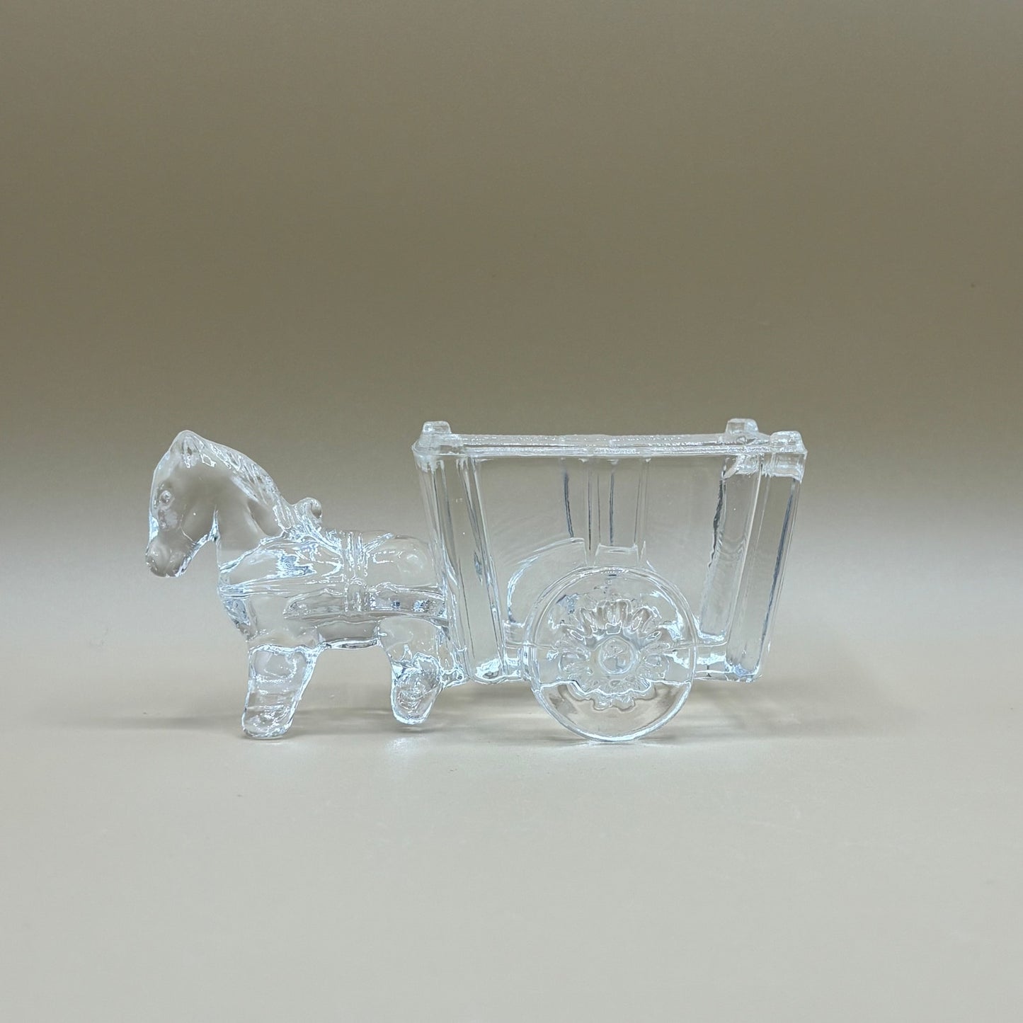 VTG Clear Glass Donkey Cart - Candy or Trinket Dish 4.5" Long