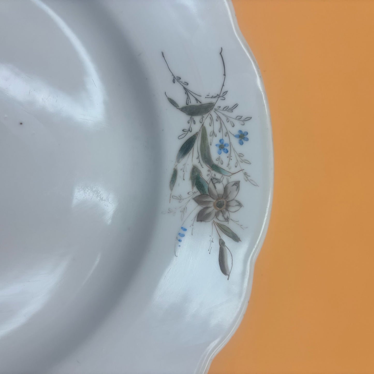 Vintage Porcelain Serving Plate with Handles – Floral Design