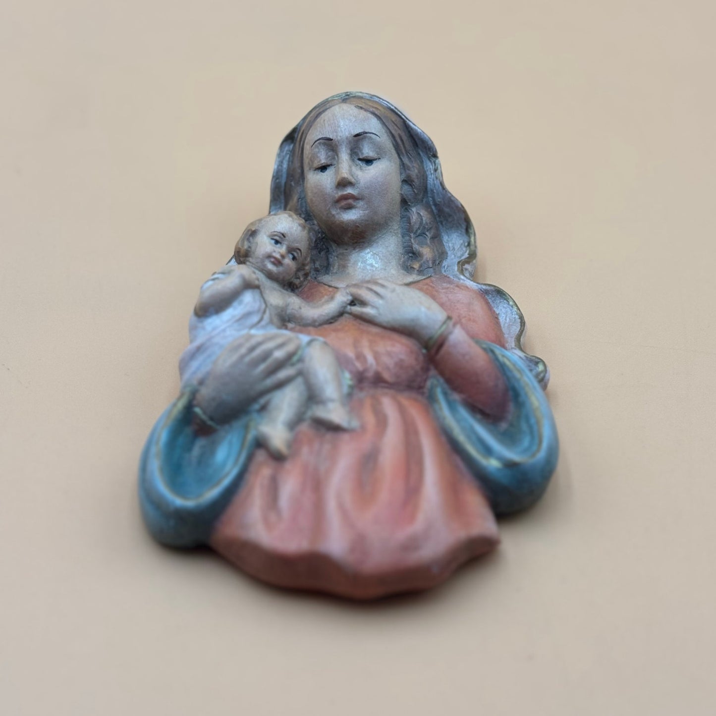 W. u. M. Heinzelier Wood Carved Madonna and Child — Oberammergau Germany
