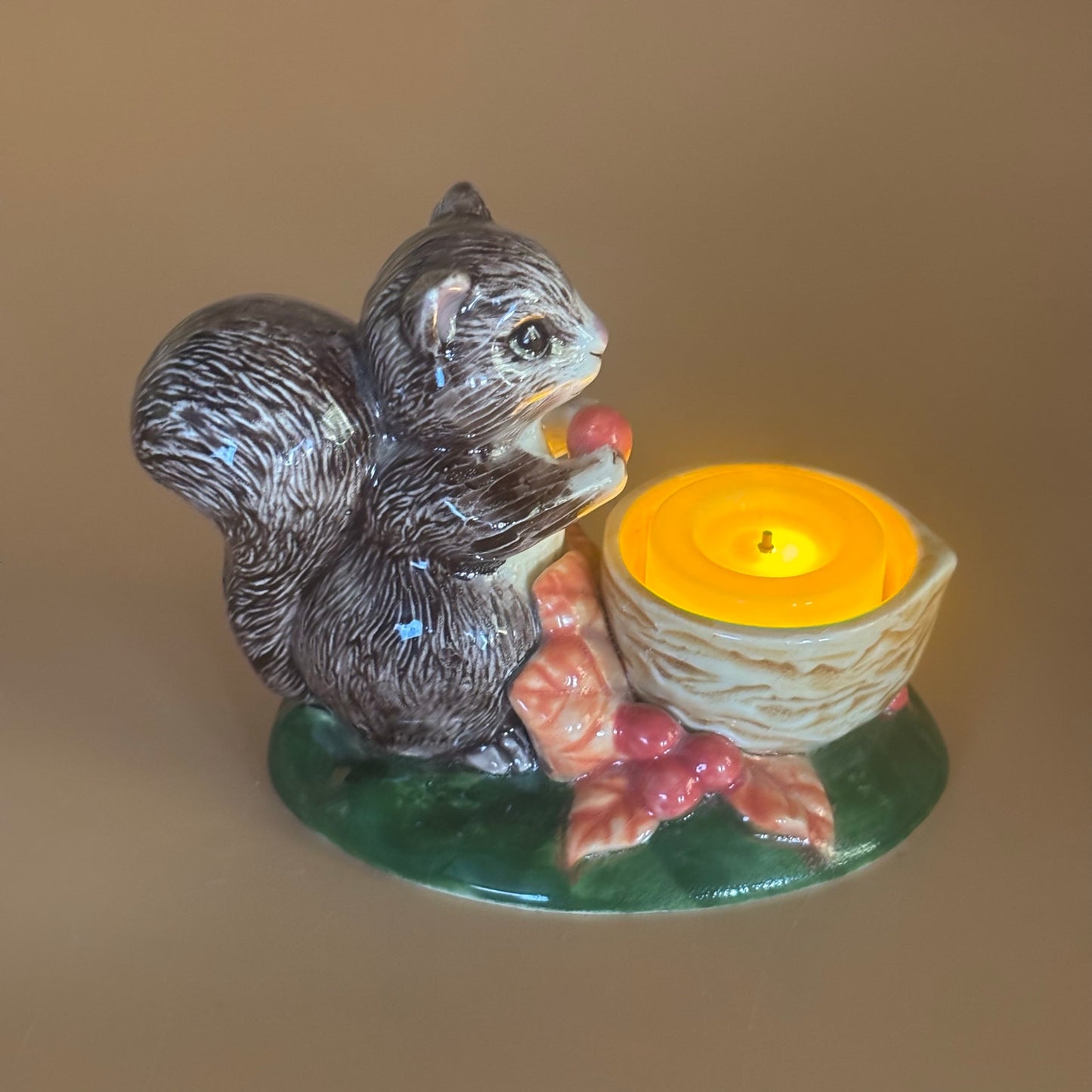 Vintage Adorable Squirrel Tealight Candle Holder