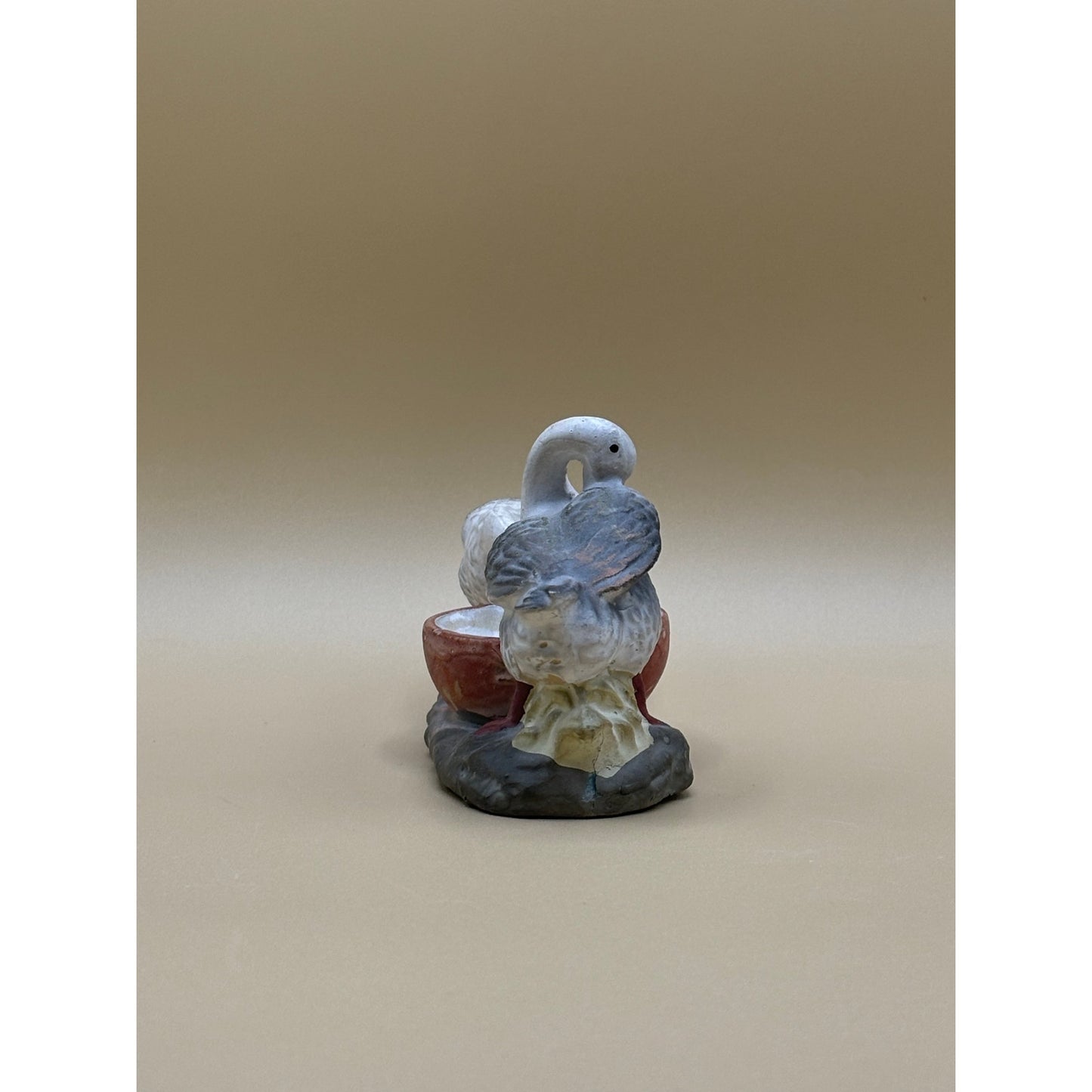 Vintage Japanese Geese Drinking Bowl Figurine