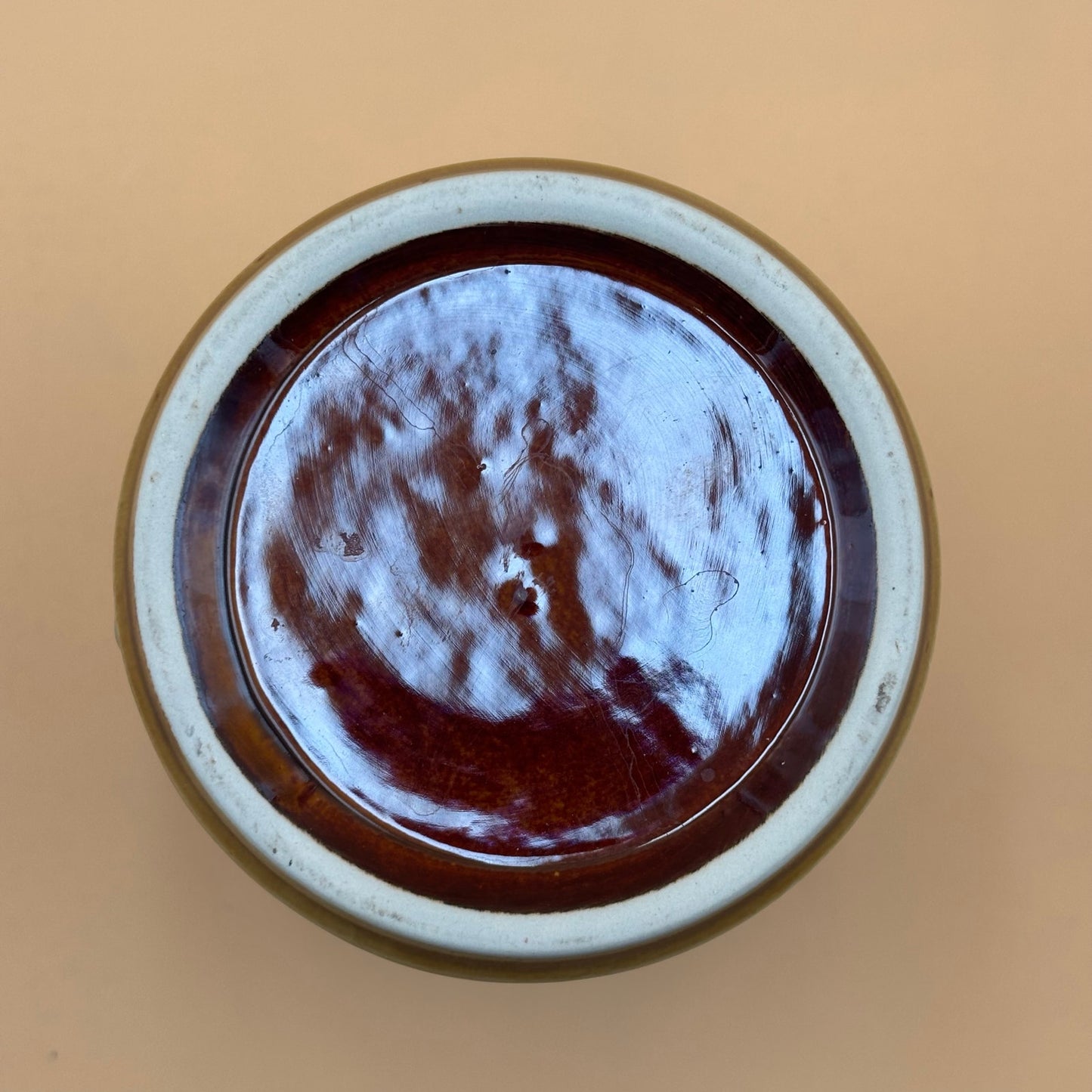 Vintage Embossed Ceramic Canister with Grapevine Design – Brown & Burgundy