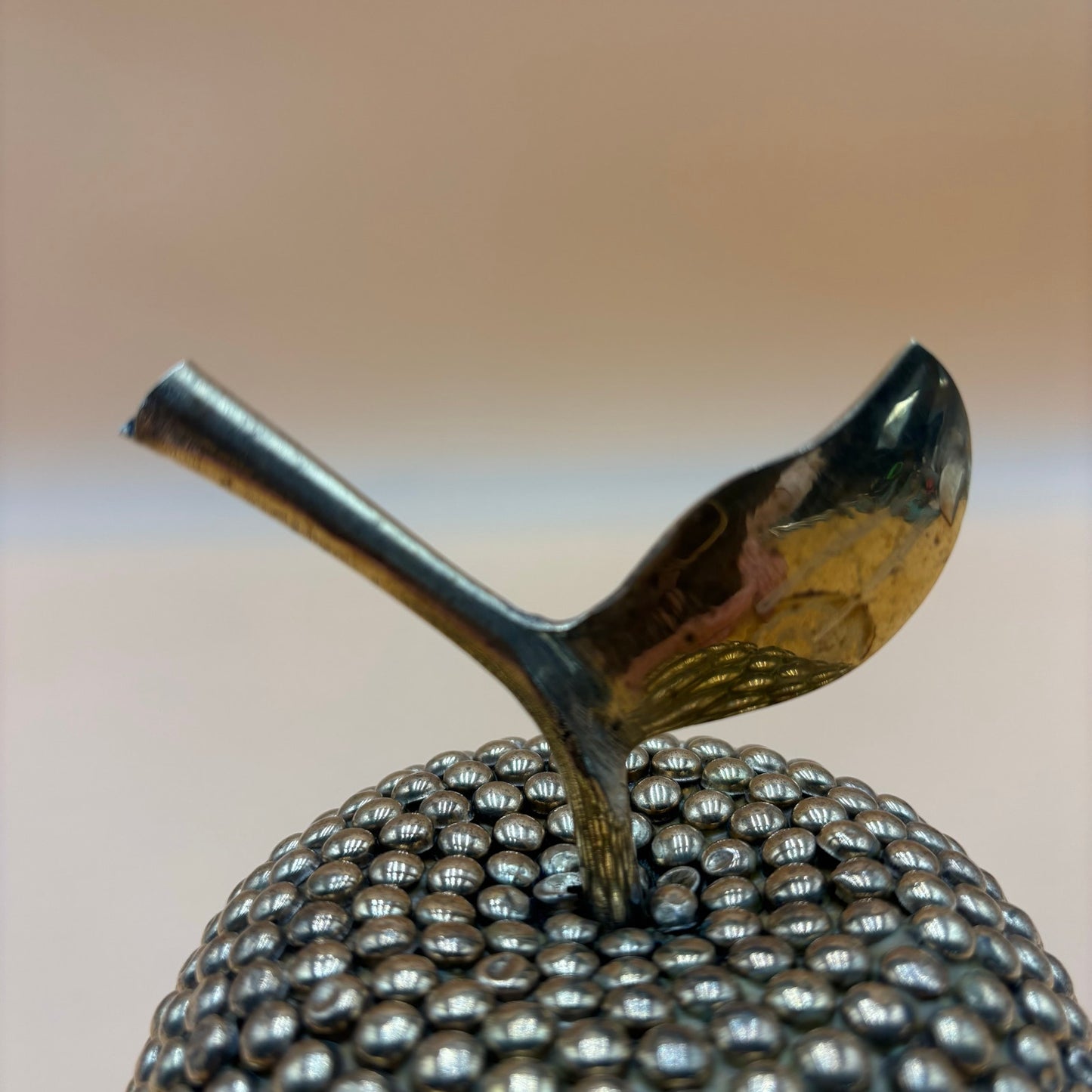 Vintage Brass Studded Apple Sculpture